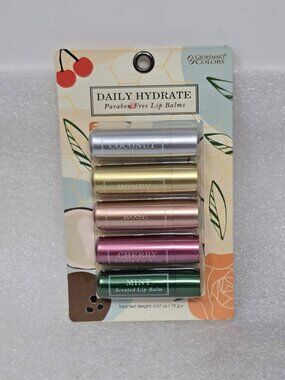Giordano Colors Daily Hydrate Lip Balm Set Coconut Honey Rose Cherry & Mint